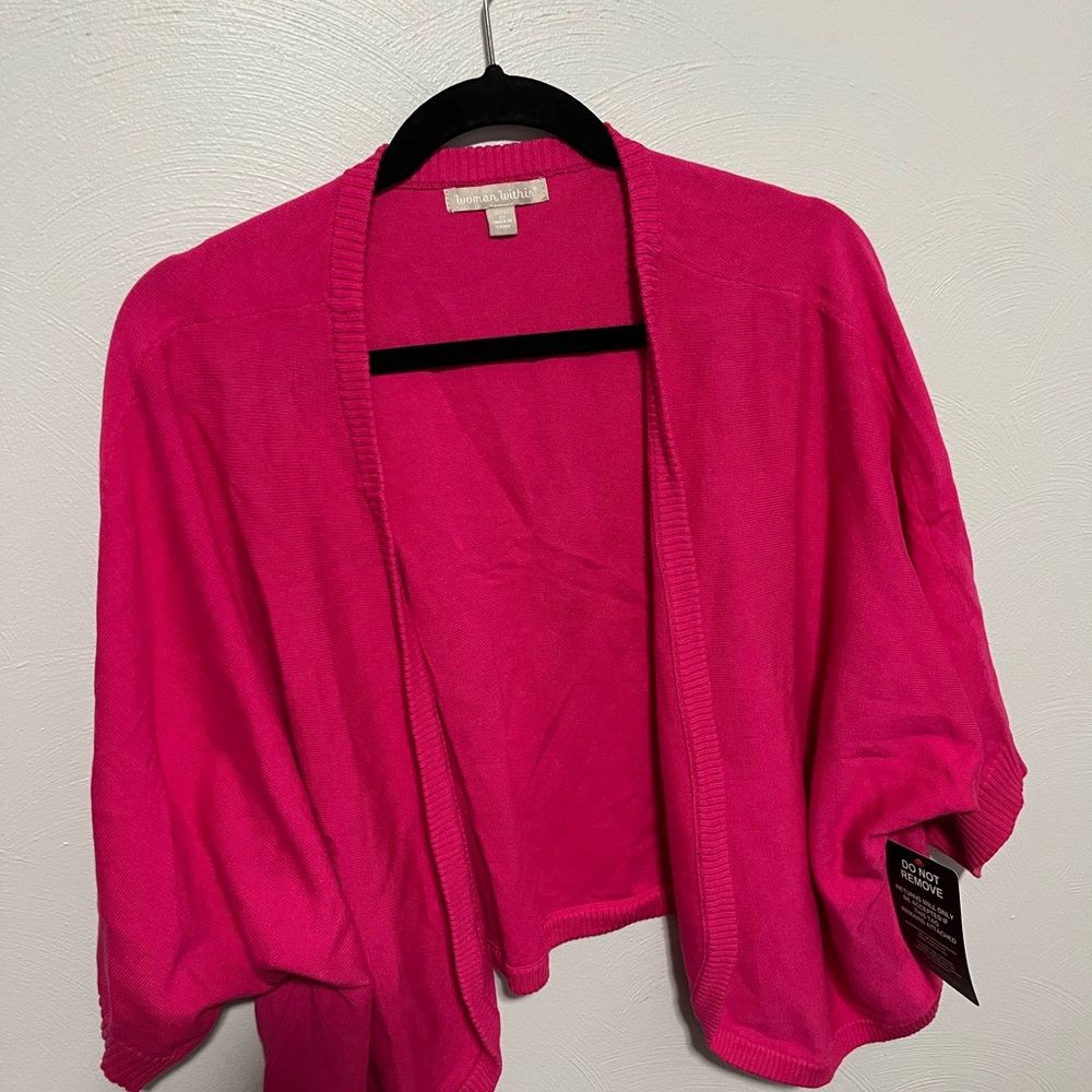 NWT Woman Within Pink Cardigan Sweater Open Front